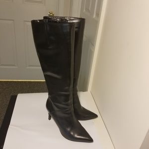 Nine West Womens Boots Black Leather Knee High 8M